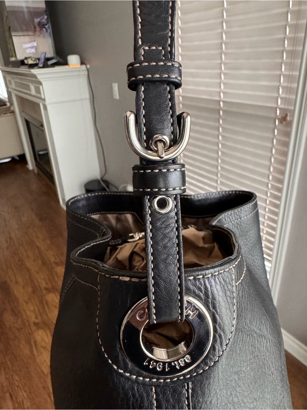 Coach Slouchy Black Pebbled Leather Shoulder Bucket Bag - Picture 5 of 13